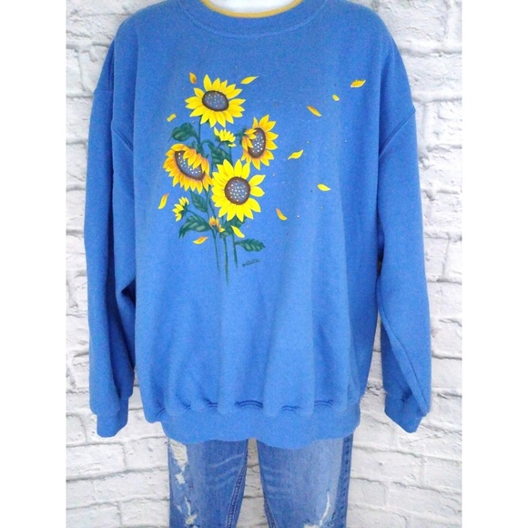 Coolwater Creations Tops - Vintage 90's Oversized Cozy Sunflower Sweatshirt
